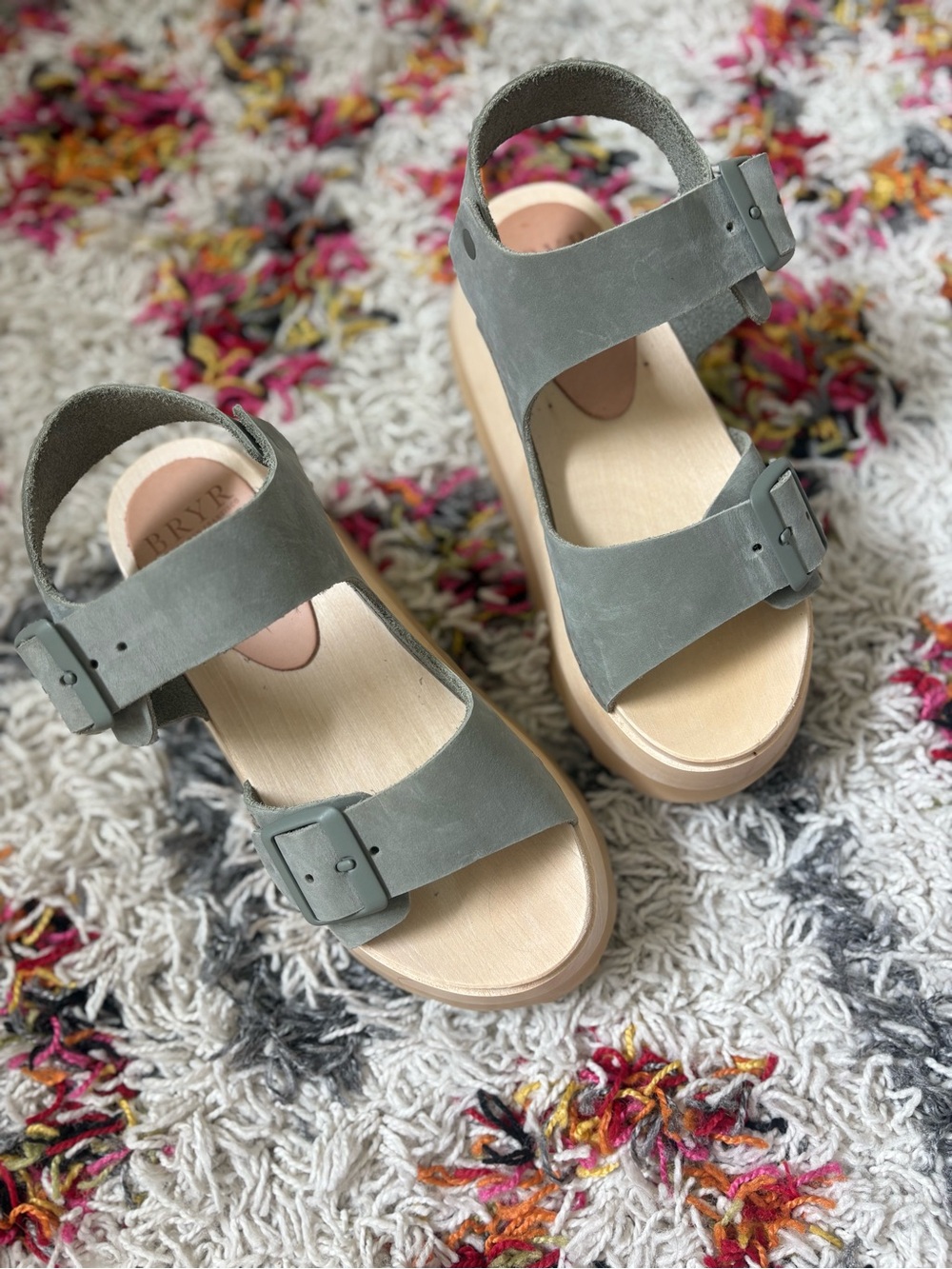 Bryr GiGi Platform Clog Sandals in Sage - Picture 3 of 8